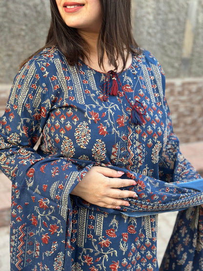 Premium Cotton kurta Set with pants and dupatta - Vijay Laxmi