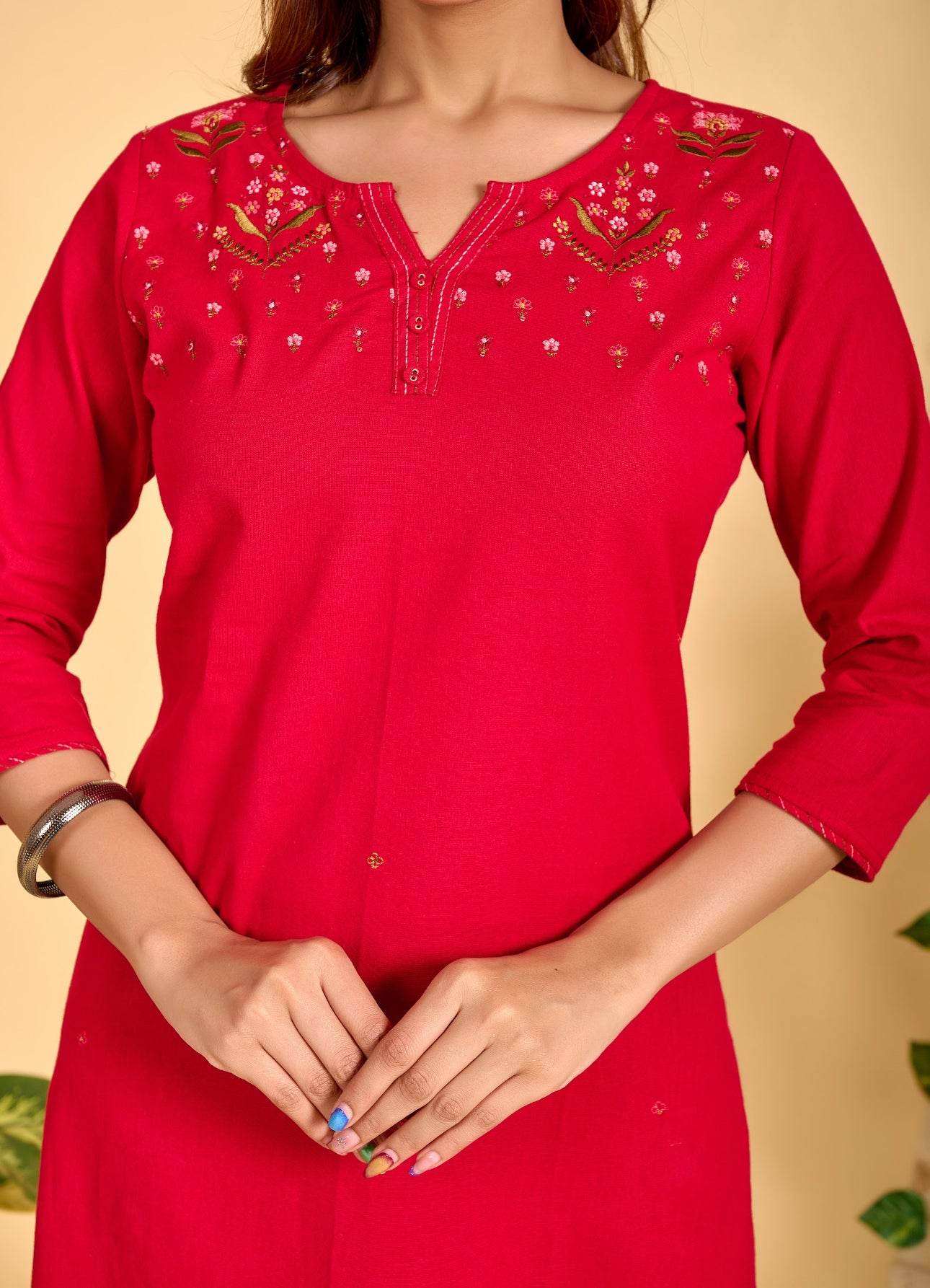 Red Mul Mul cotton Suit - Vijay Laxmi