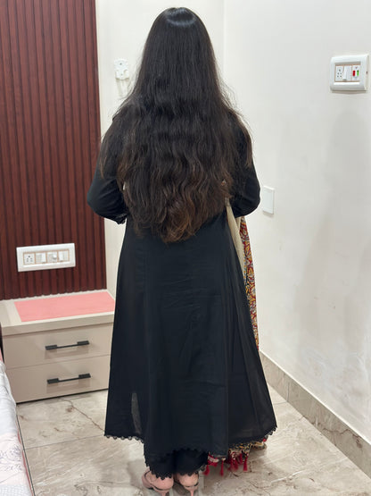 Gulzar Black Kurta set with pant & kalamkari dupatta