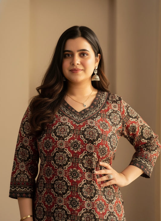 Ajrakh print kurta set with pants