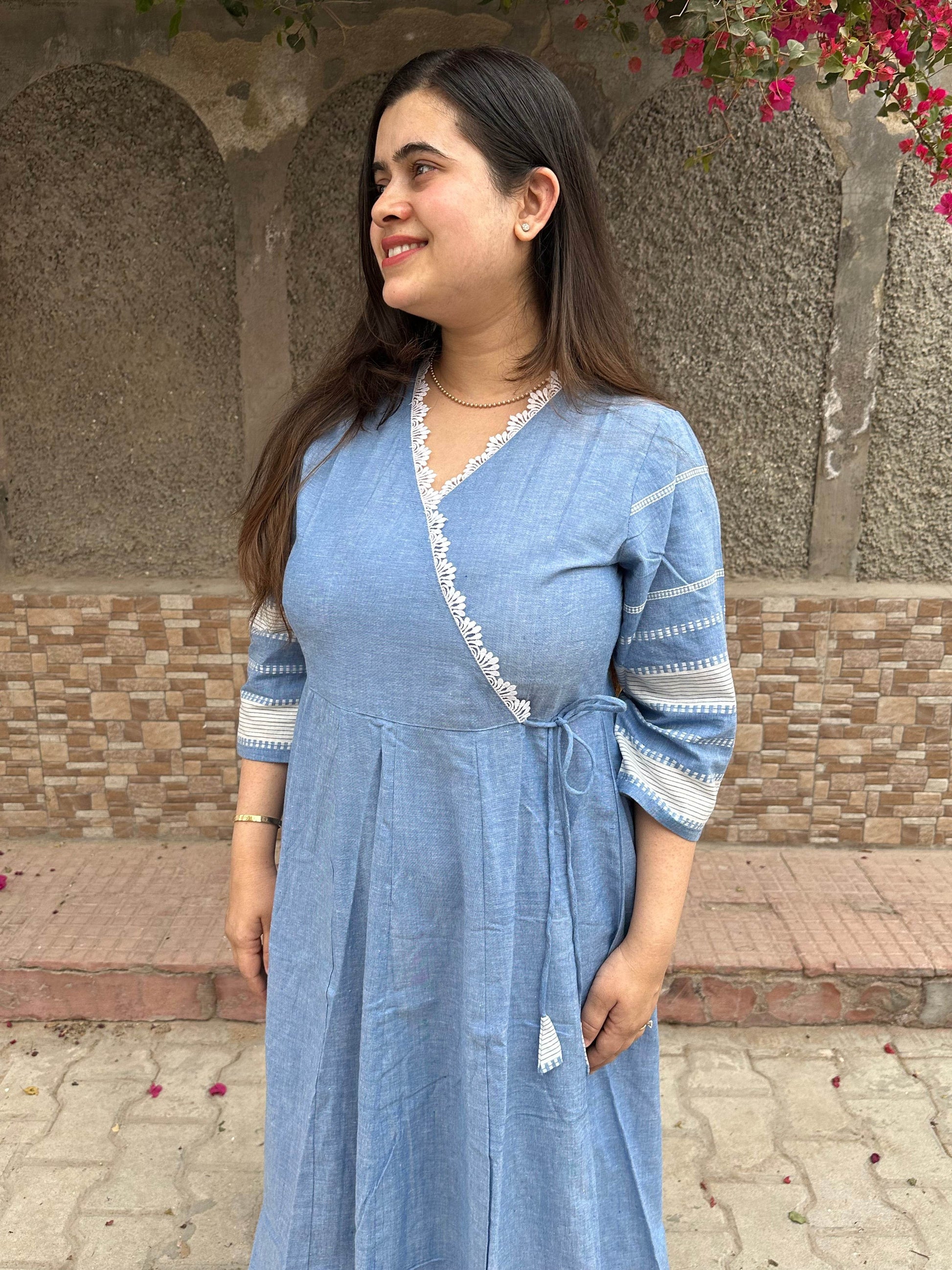 Denim Cotton Anarkali Suit For Women - Vijay Laxmi