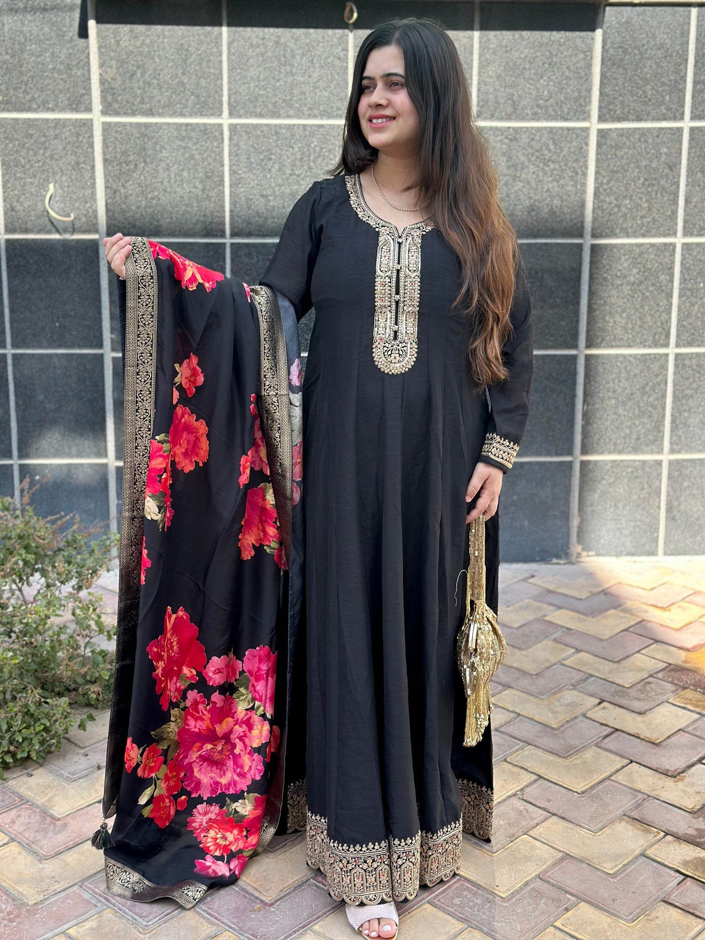 Dola Silk Party wear Frock Suit - Vijay Laxmi