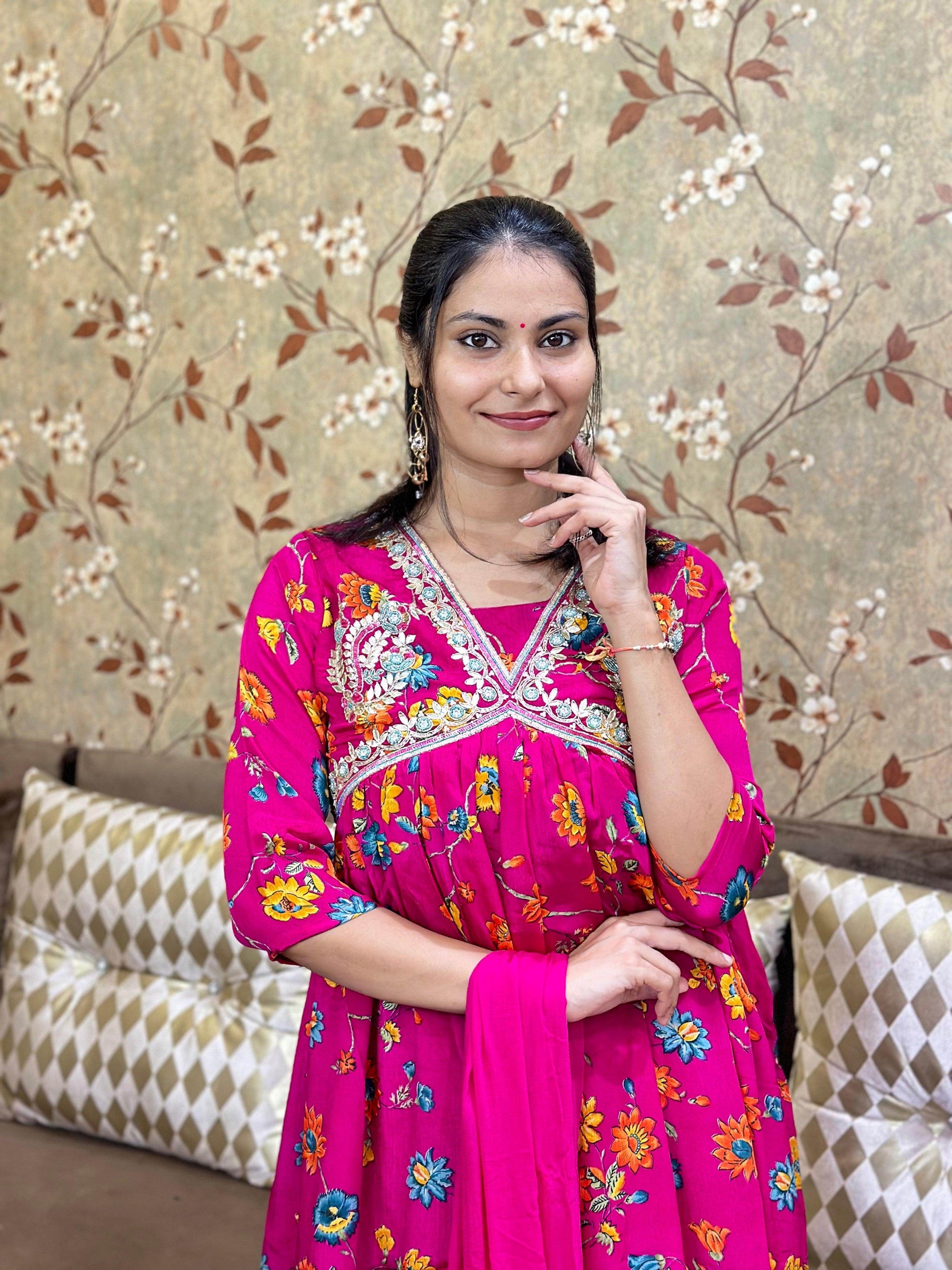 Alia Cut Chinon Suit Set - Vijay Laxmi