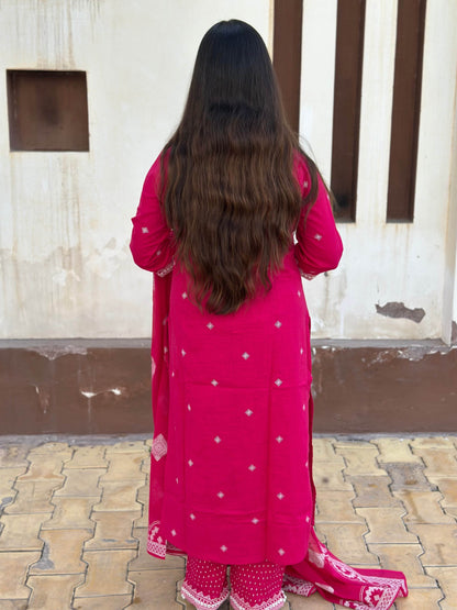 Cotton Flex kurta set with pants & dupatta - Vijay Laxmi