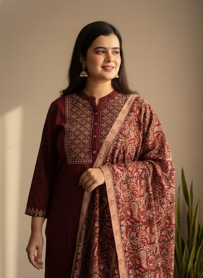 Kalamkari dupatta Cotton kurta set for women