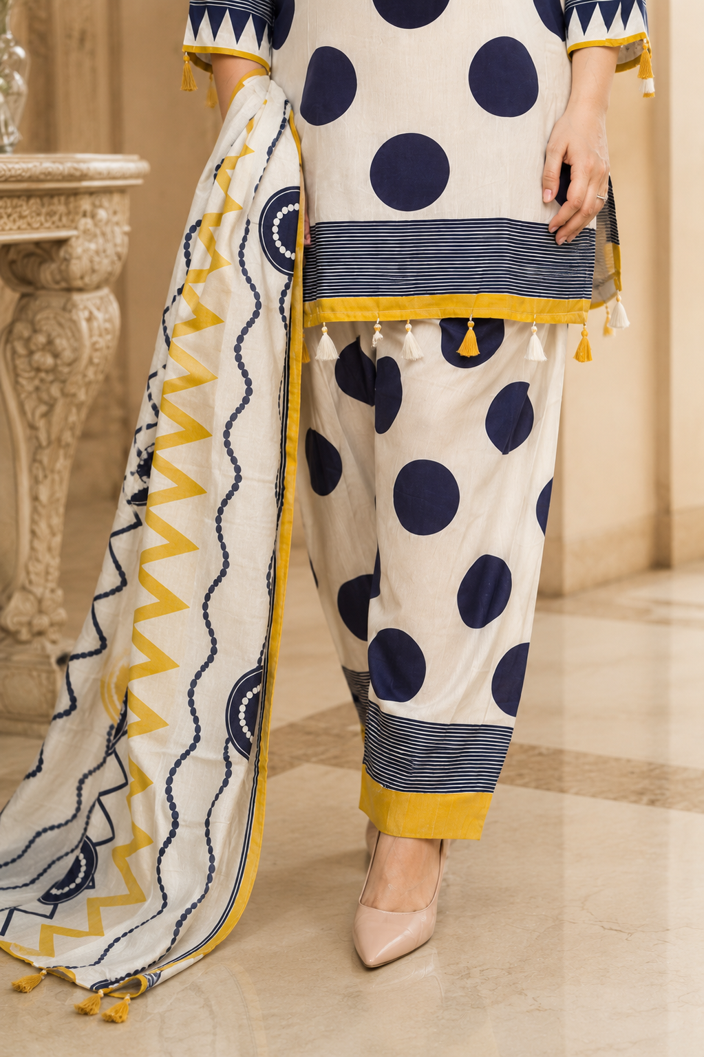 Anami festive modal kurta set with farshi salwar & dupatta