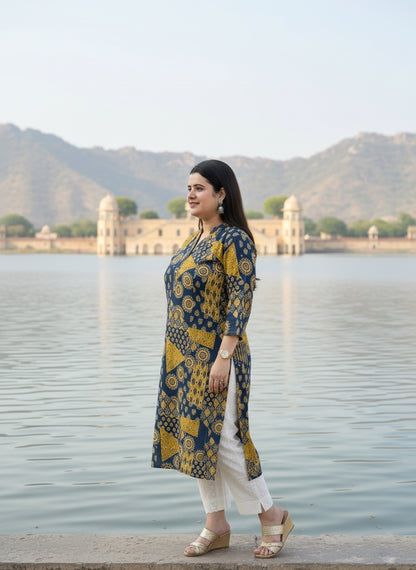 Kalamkari Charm- Handcrafted Heritage Cotton Kurti