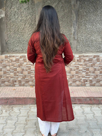 Airy Cotton Kurti for women red angrakha - Vijay Laxmi
