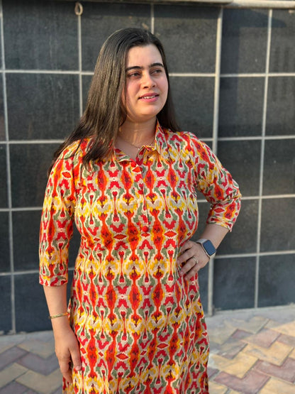 Airy Cotton Ikkat kurti for women