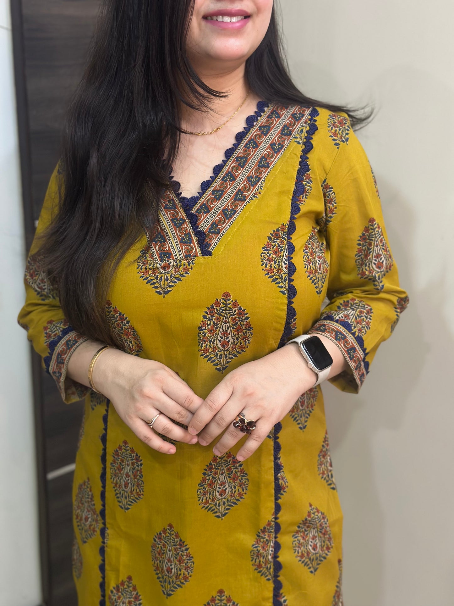 Noor kalamkari cotton Kurta & Pant Mustard