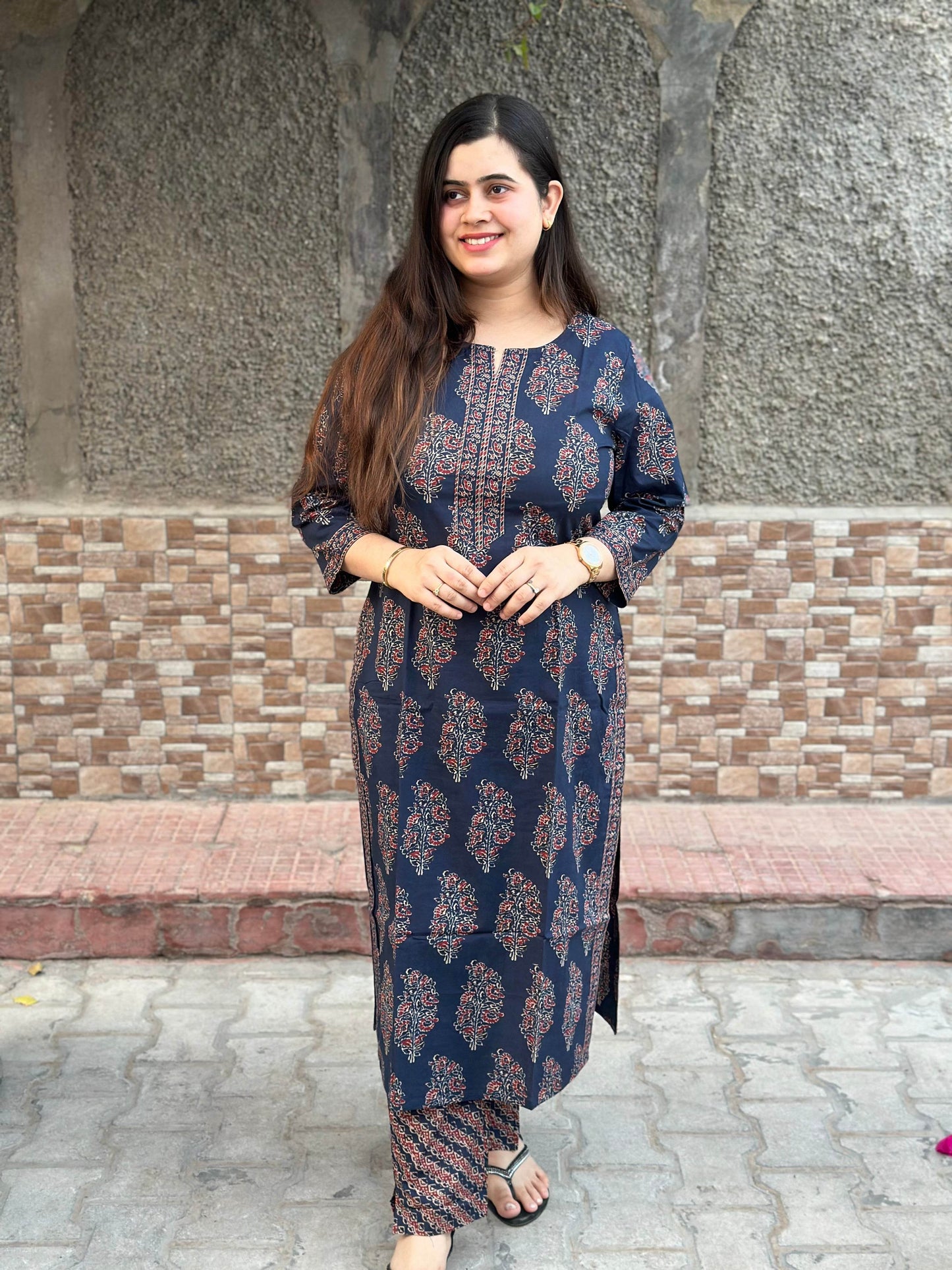 Ajrakh print kurta set with pants - Vijay Laxmi