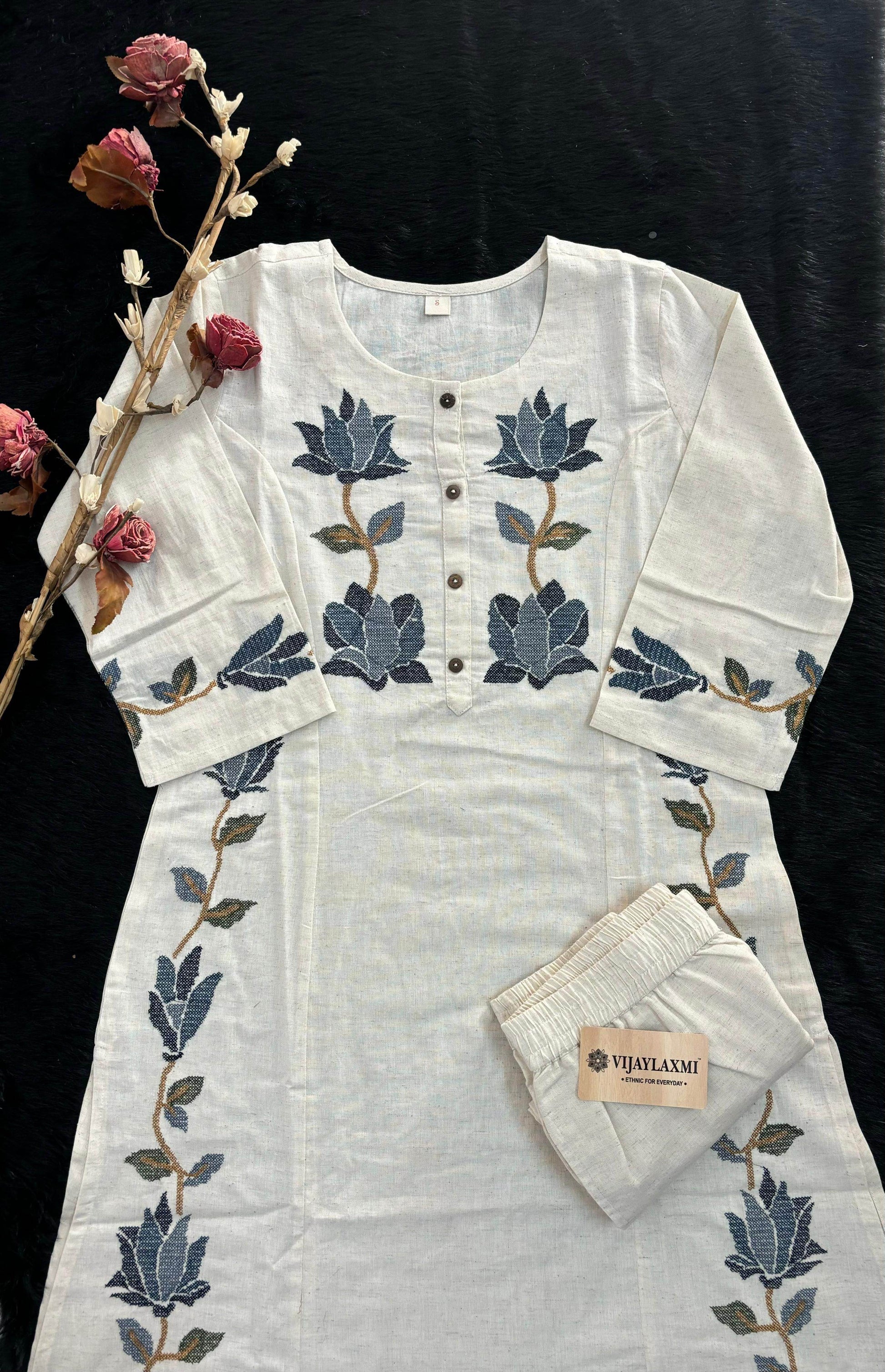 Pure cotton kurta set with pants - Vijay Laxmi