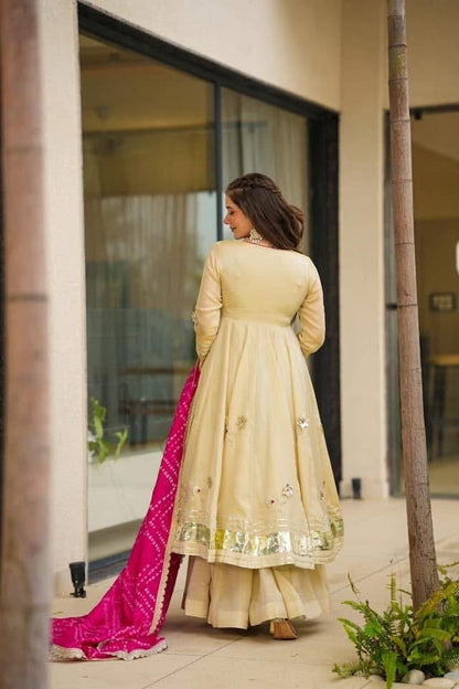 Amayra Blush Anarkali Plazzo Set & Bandhani Dupatta