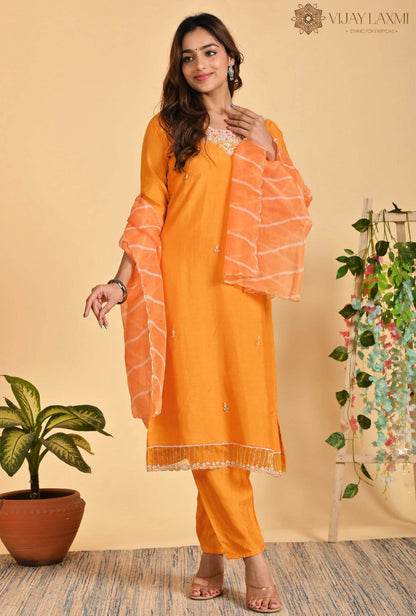 Modal Shimmer Silk Suit - Vijay Laxmi