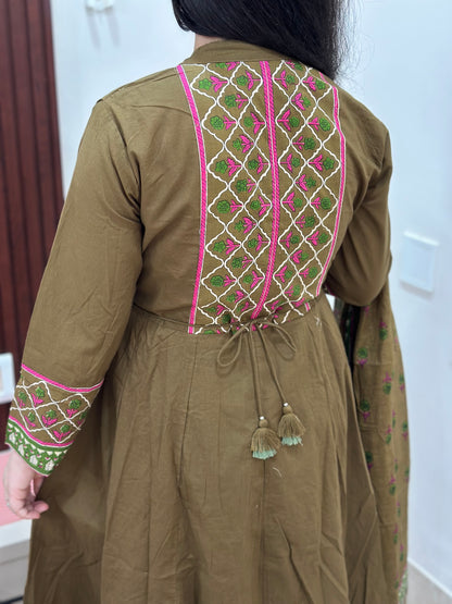 Gulzar Anarkali Cotton kurta Set with dupatta