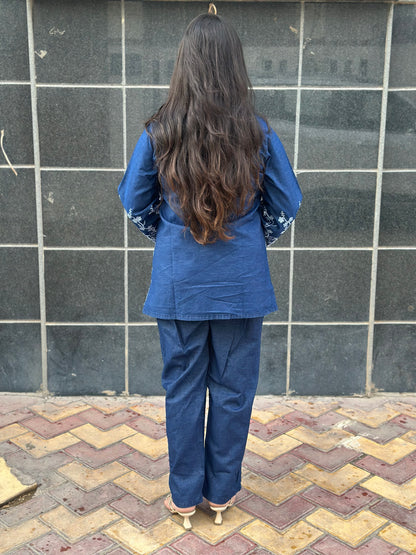 Gulmohar Denim Cotton Cord Set for women