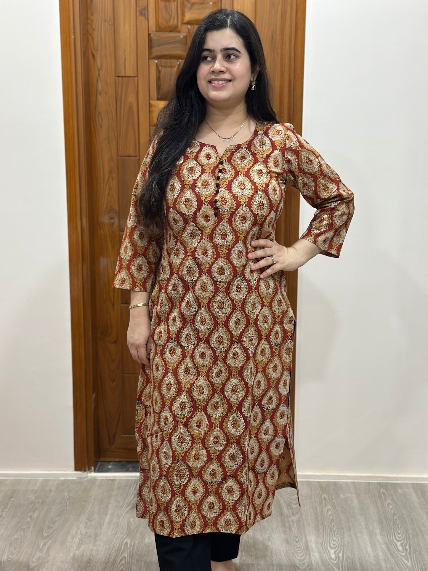 Gulmohar Handblock print ajrakh Cotton kurta