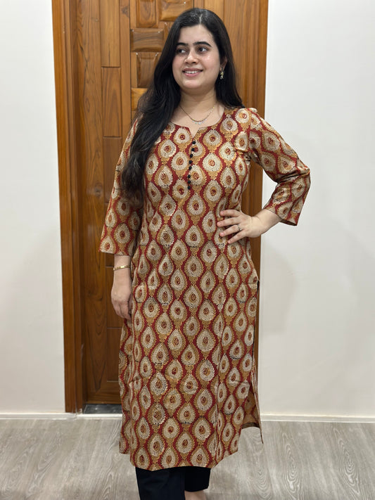 Gulmohar Handblock print ajrakh Cotton kurta