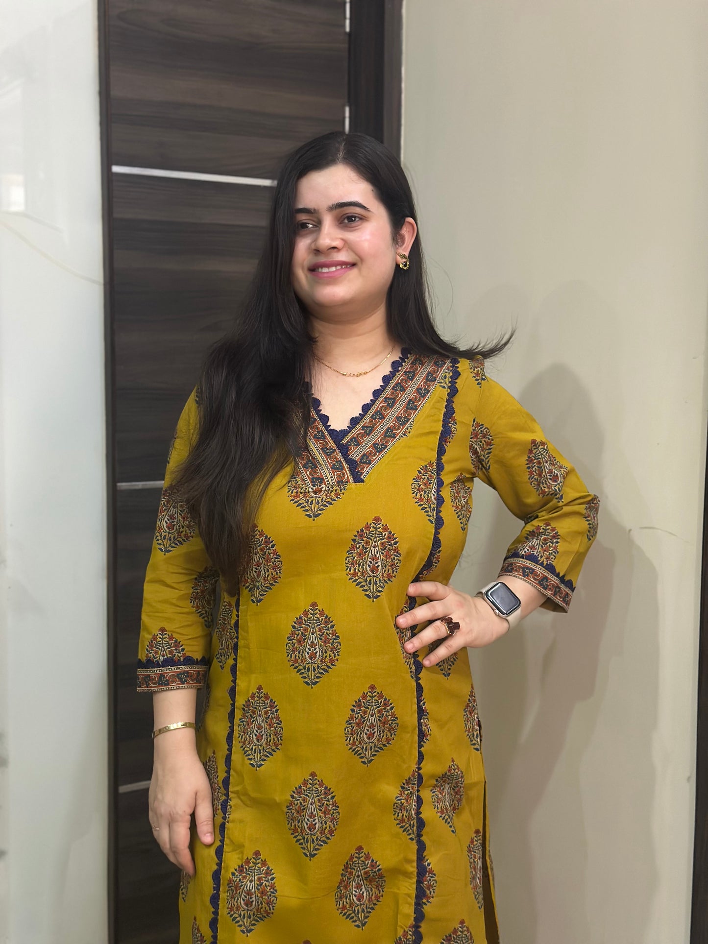 Noor kalamkari cotton Kurta & Pant Mustard