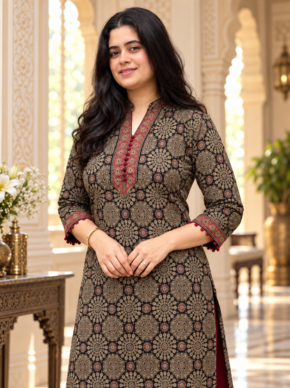 Madhubani Cotton kurta set for women ajrakh