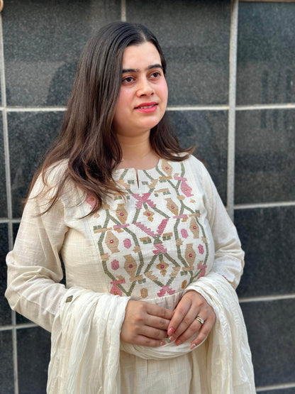 Thread Work Cotton Suit For Women - Vijay Laxmi