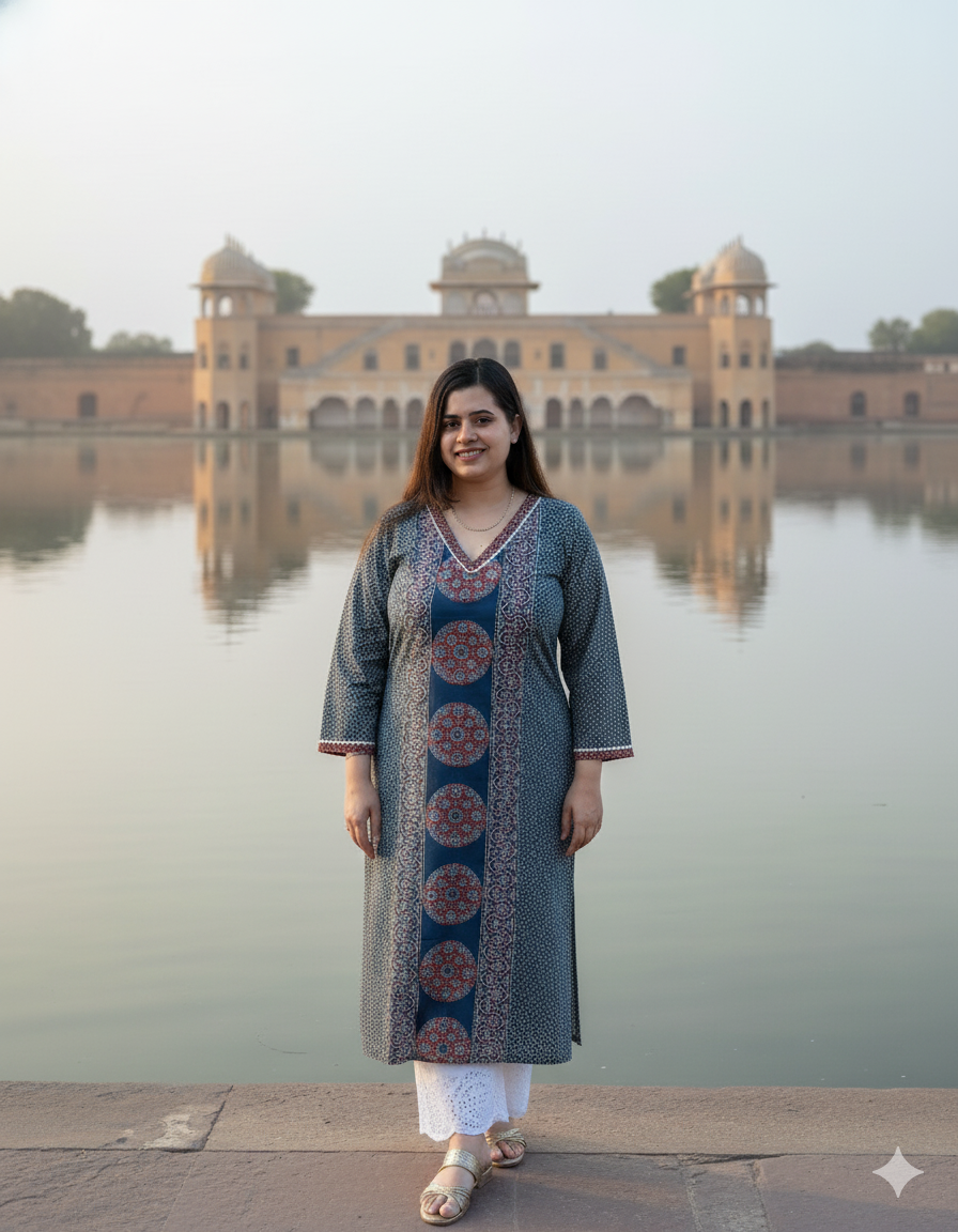 Breathable & Stylish Ajrakh Cotton Kurti for Women