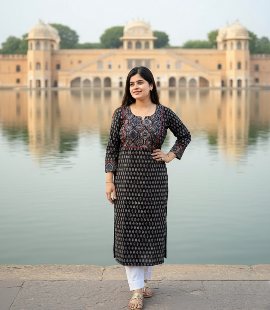 Everyday Cotton kurti - Breathable & Stylish Ajrakh