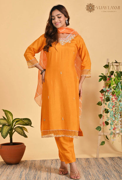 Modal Shimmer Silk Suit - Vijay Laxmi