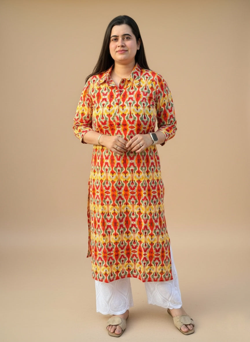 Airy Cotton Ikkat kurti for women