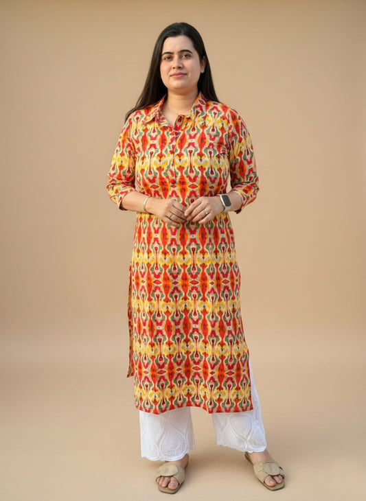 Airy Cotton Ikkat kurti for women