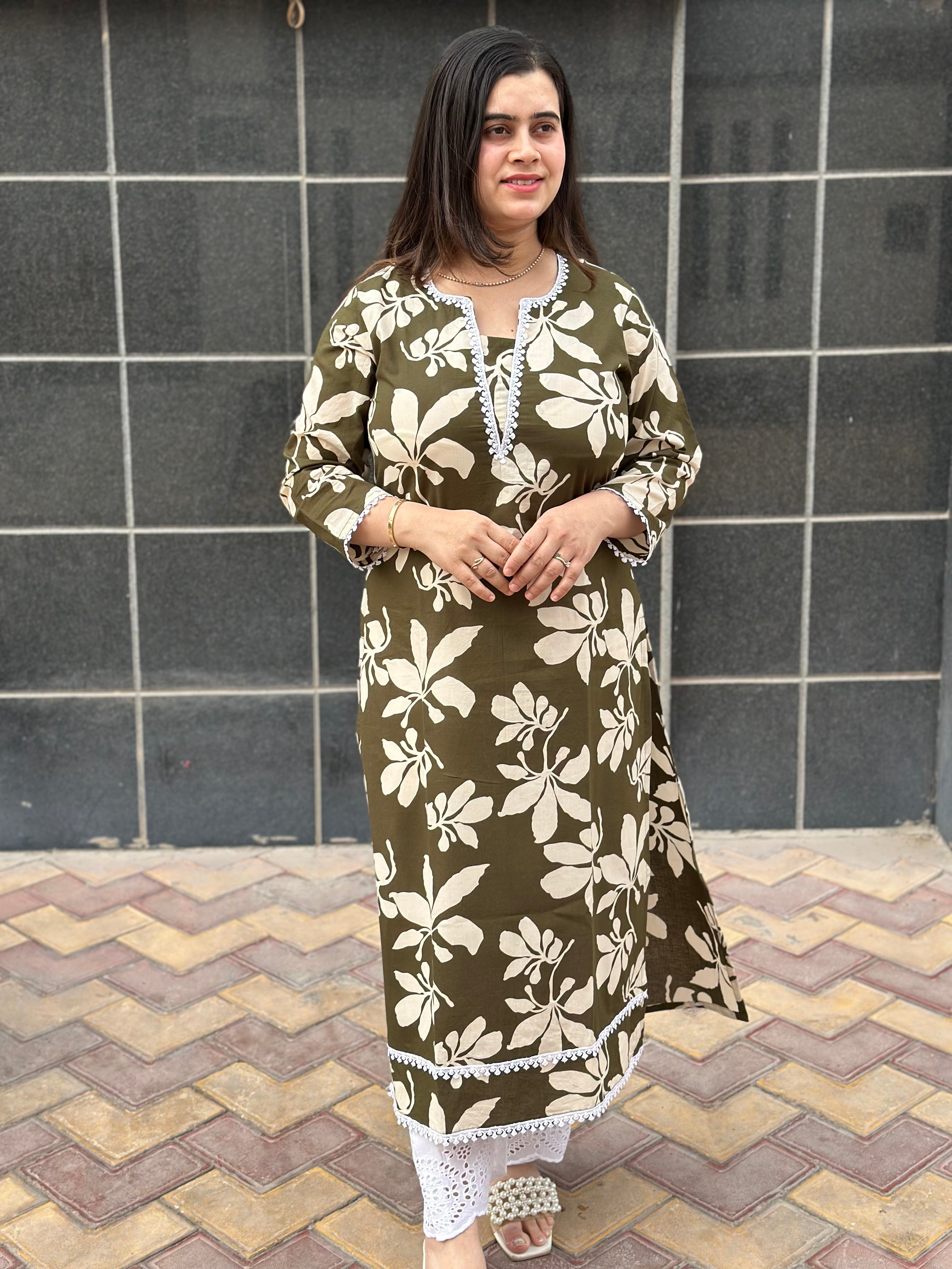 Airy Cotton Long Kurti floral