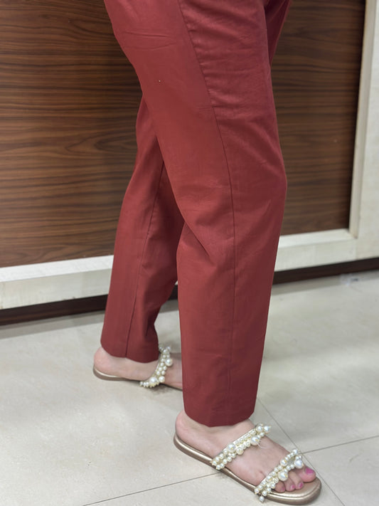 Breathable Maroon Cotton Pants