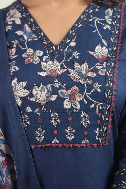 Ajrakh Printed Cotton Suit For Women - Vijay Laxmi