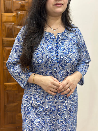 Gulmohar Handblock print cotton kurta