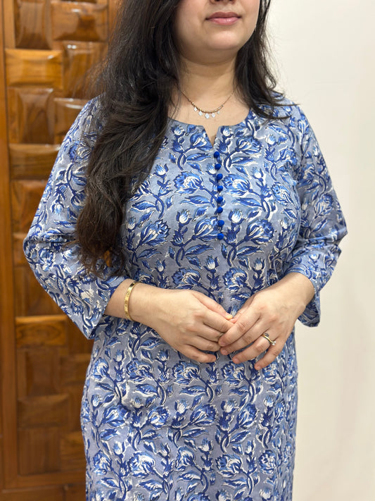Gulmohar Handblock print cotton kurta