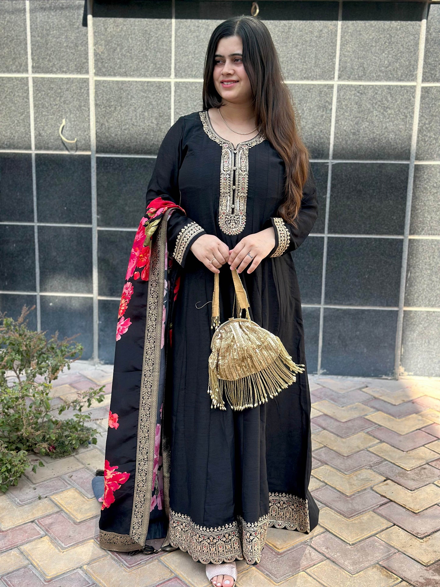 Dola Silk Party wear Frock Suit - Vijay Laxmi