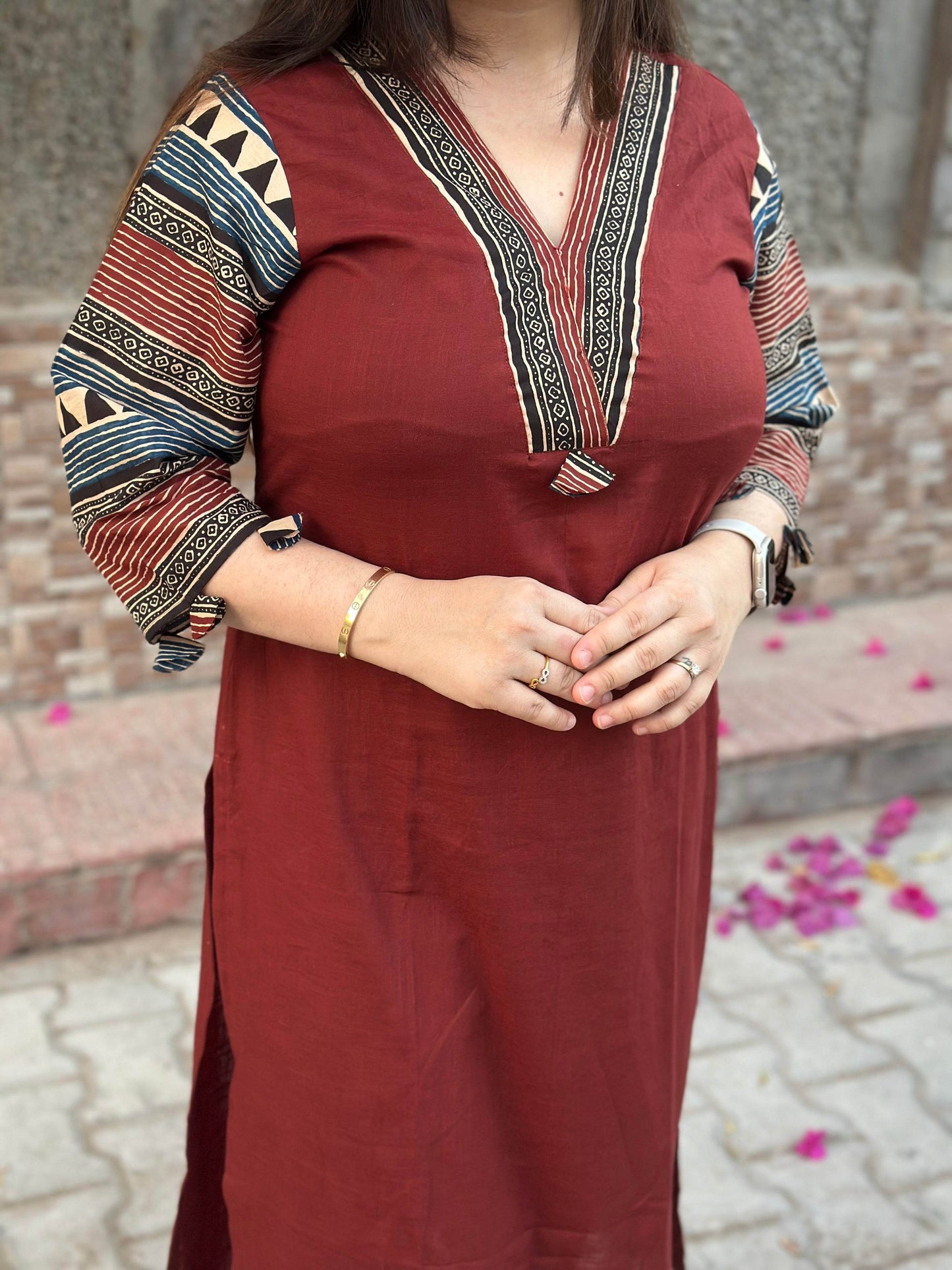 Airy Cotton Kurti for women red - Vijay Laxmi