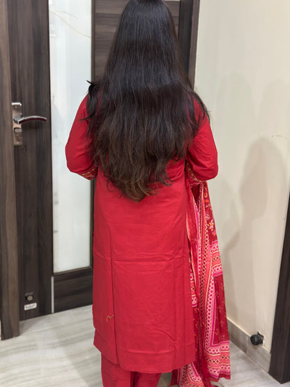 Gulzar cotton kurta set with kalamkari dupatta