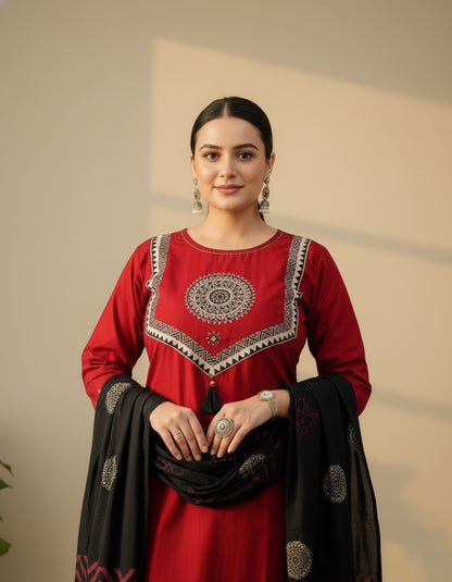 Amayra Arjakh Cotton Kurti Pant Dupatta Set – Thread & Lace