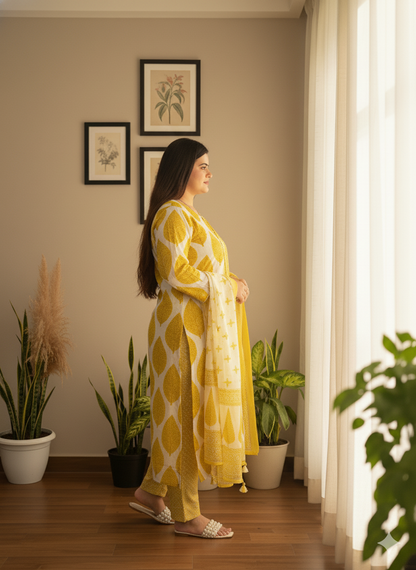 Vijaylaxmi Women’s Cotton straight kurta with Pant & Dupatta