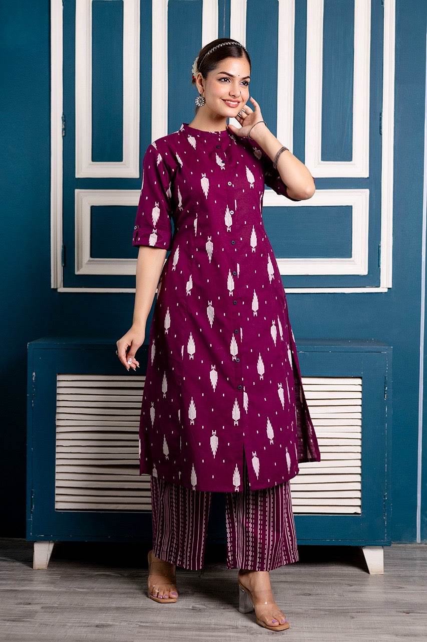 Cotton Kurta Set For Women Ikkat - Vijay Laxmi