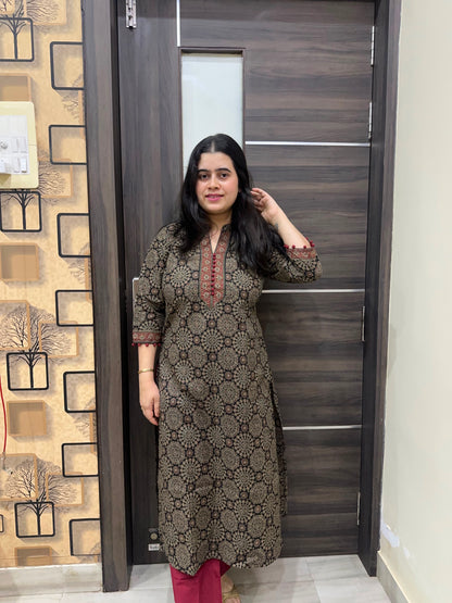 Madhubani Cotton kurta set for women ajrakh