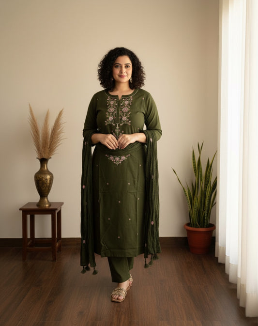 Cotton kurta set for women with dupatta