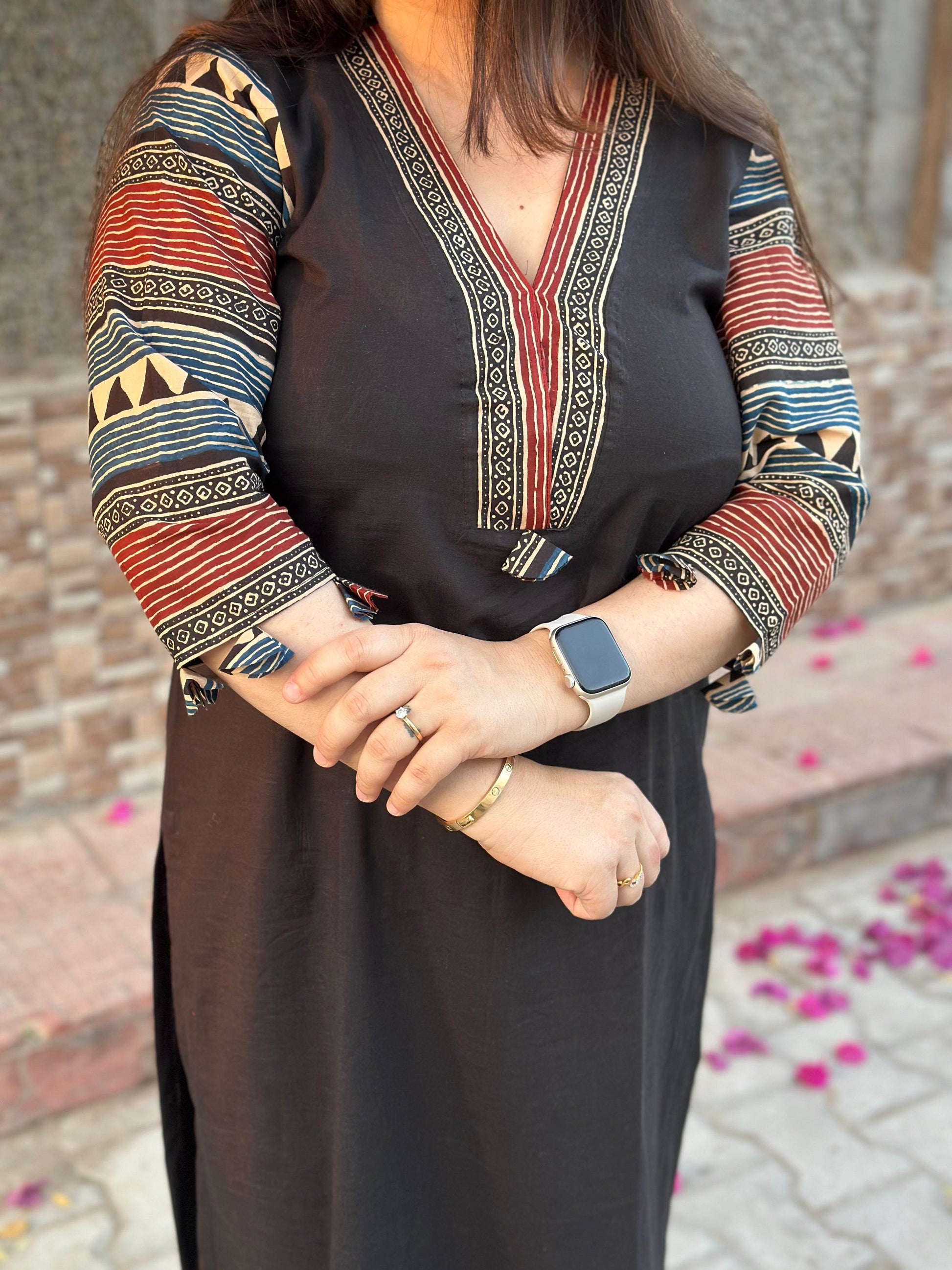 Airy Cotton Kurti for women black - Vijay Laxmi