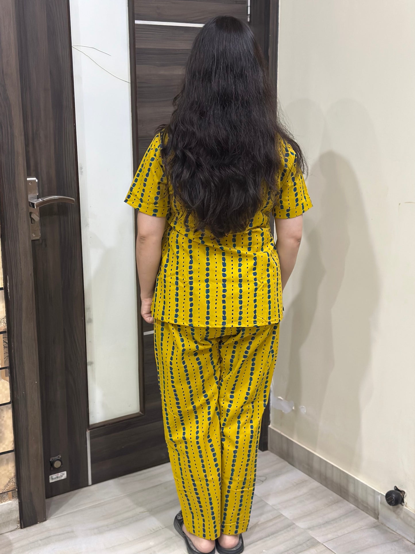 Noor Premium cotton night wear cord set Mustard