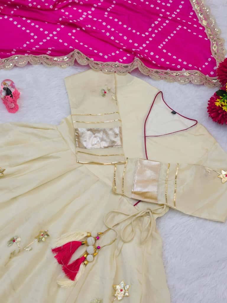 Amayra Blush Anarkali Plazzo Set & Bandhani Dupatta