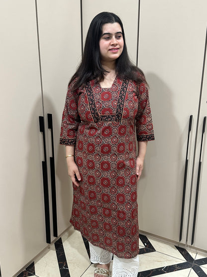 Airy cotton kurti for women ajrakh