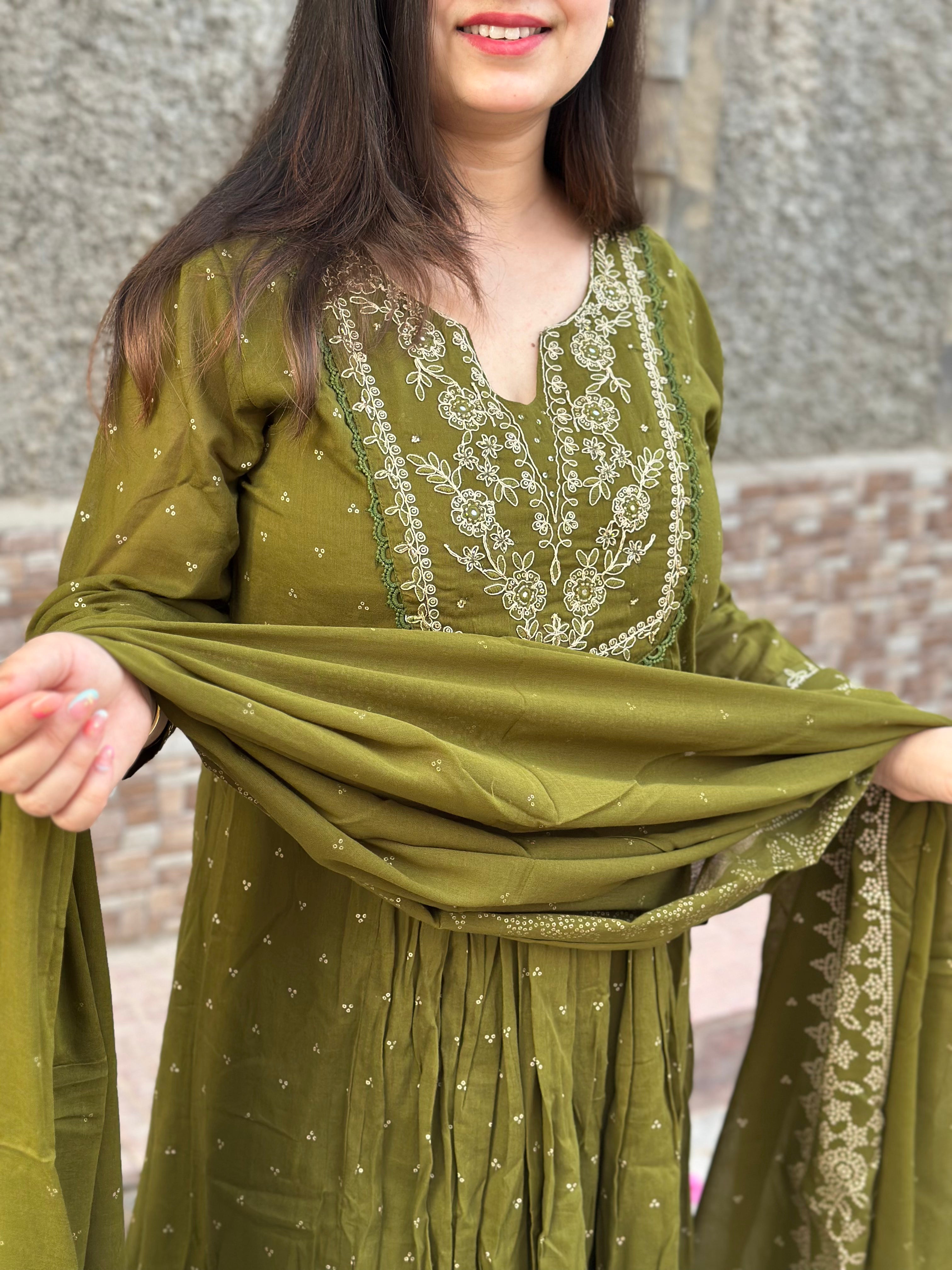 Mul cotton Chanderi kurta set for women with dupatta