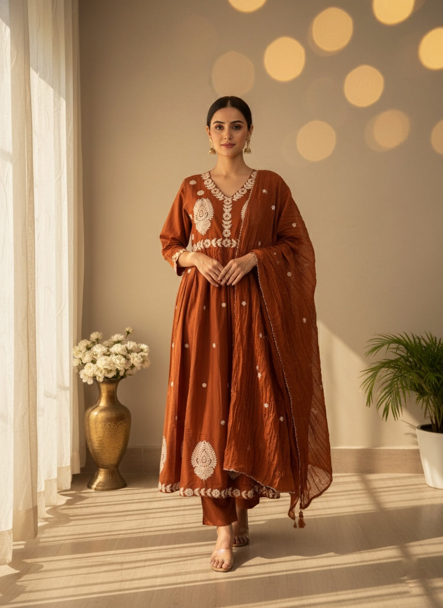 Premium Cotton kurta set for women with dupatta