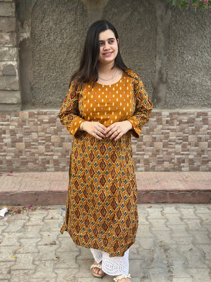 Breathable & Stylish Ikkat Cotton Kurti